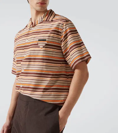 Prada Camicia In Misto Cotone Ricamato Uomo