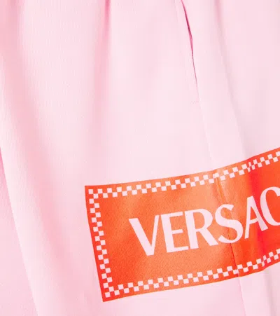 Versace Logo Cotton Jersey Sweatpants In Pink