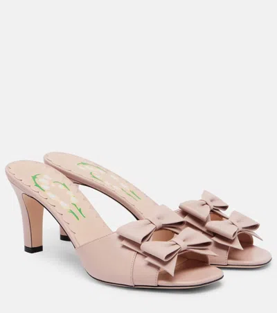 Valentino Leather Vlogo Signature Mules With Bow Detail