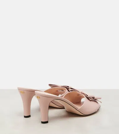 Valentino Leather Vlogo Signature Mules With Bow Detail