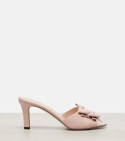 Valentino Leather Vlogo Signature Mules With Bow Detail