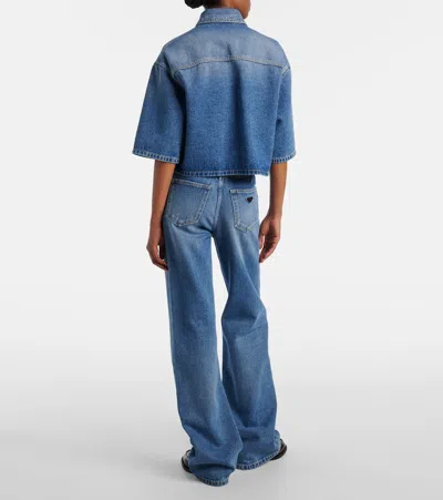 Prada Logo Cropped Denim Shirt