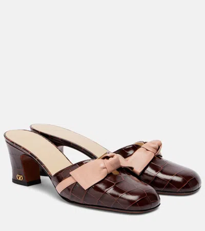 Valentino Knotty 60 Leather Mules In Burgundy