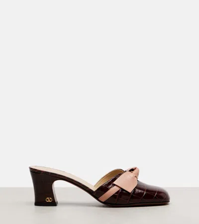 Valentino Knotty 60 Leather Mules In Burgundy