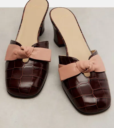 Valentino Knotty 60 Leather Mules In Burgundy