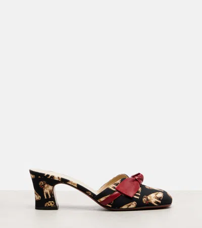 Valentino Knotty 60 Printed Leather Mules In Black