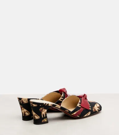 Valentino Knotty 60 Printed Leather Mules In Black