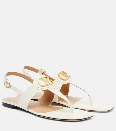 Valentino Vlogo Signature Thong Sandals Flat Sole In White