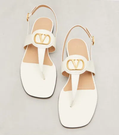 Valentino Vlogo Signature Thong Sandals Flat Sole In White
