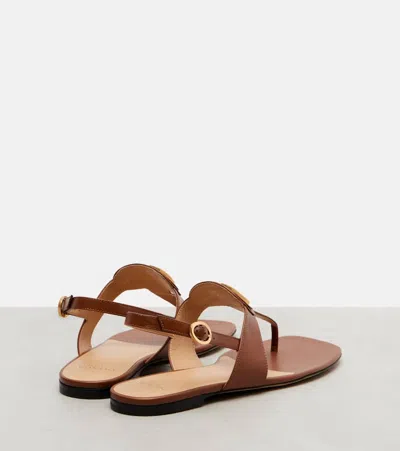 Valentino Garavani Vlogo Signature Leather Thong Sandals In Brown