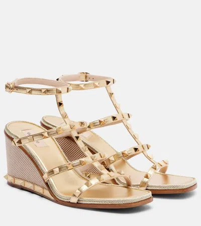 Valentino Rockstud 80 Leather Espadrille Wedges