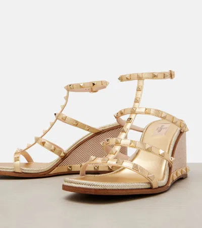Valentino Rockstud 80 Leather Espadrille Wedges