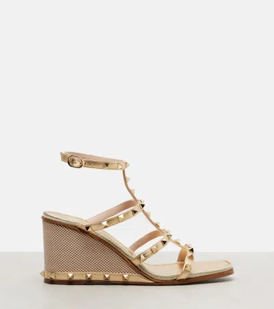 Valentino Rockstud 80 Leather Espadrille Wedges