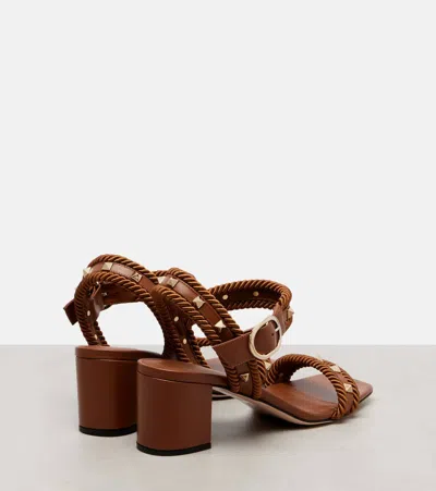 Valentino Garavani Women's Rockstud Leather Sandals In Brown