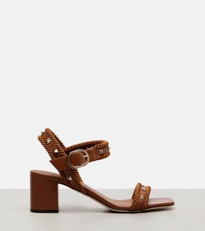 Valentino Garavani Women's Rockstud Leather Sandals In Brown