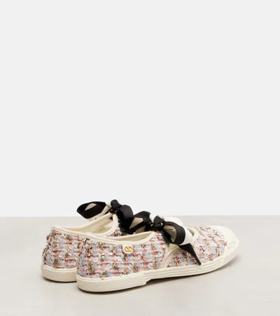 Valentino Bay By Bay Checked Tweed Sneakers