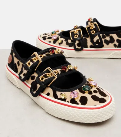 Valentino Dollyboard Leopard Printed Calf Hair Double-strap Sneakers In Multi