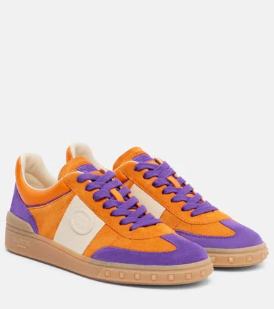 Valentino Upvillage Crosta Suede-leather Sneakers In Orange