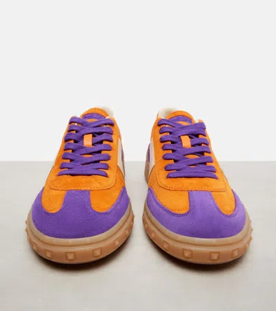 Valentino Upvillage Crosta Suede-leather Sneakers In Orange