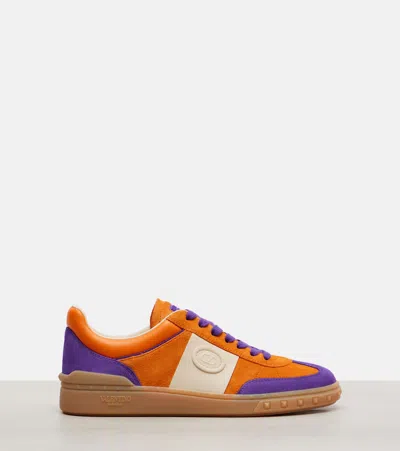 Valentino Upvillage Crosta Suede-leather Sneakers In Orange