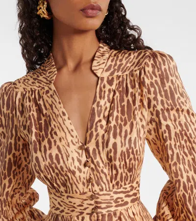 Zimmermann Cascadian Plunge Midi Dress Clothing