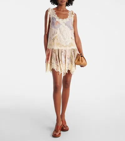 Zimmermann Cascadian Floral Lace Cotton Minidress