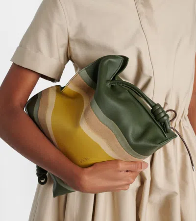 Loewe Flamenco Medium Leather And Suede Clutch