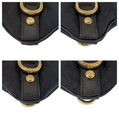 Pre-owned Gucci Black Gg Canvas Leather Messenger Bag Shoulder Bag ()