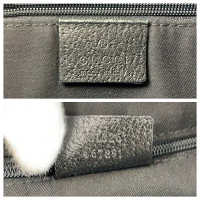 Pre-owned Gucci Black Gg Canvas Leather Messenger Bag Shoulder Bag ()