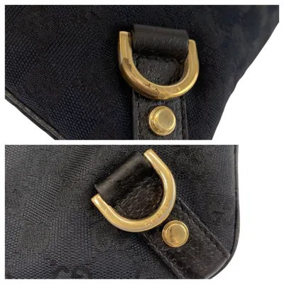 Pre-owned Gucci Black Gg Canvas Leather Messenger Bag Shoulder Bag ()