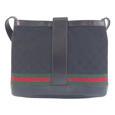 Pre-owned Gucci Black Gg Canvas Leather Shoulder Bag ()