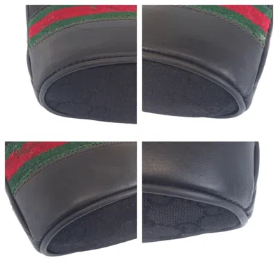 Pre-owned Gucci Black Gg Canvas Leather Shoulder Bag ()