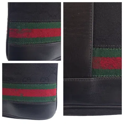Pre-owned Gucci Black Gg Canvas Leather Shoulder Bag ()