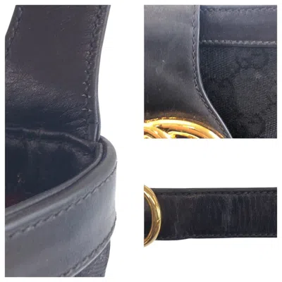 Pre-owned Gucci Black Gg Canvas Leather Shoulder Bag ()