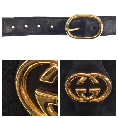 Pre-owned Gucci Black Gg Canvas Leather Shoulder Bag ()