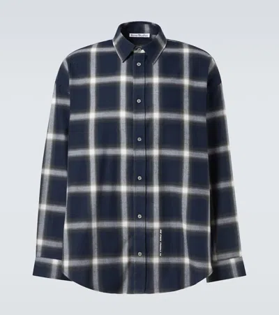 Acne Studios Checked Pattern Button-down Shirt In Blue