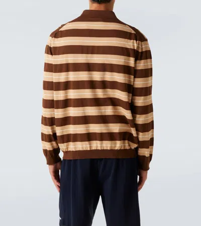 Miu Miu Knitted Striped Cotton Polo Sweater In Multi