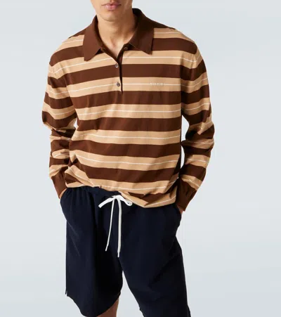 Miu Miu Knitted Striped Cotton Polo Sweater In Multi