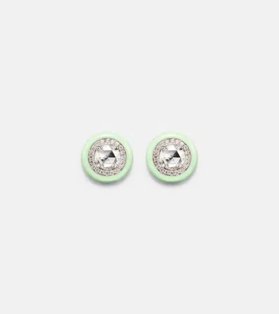 Kamyen 18kt White Gold Earrings With Diamonds And Enamel