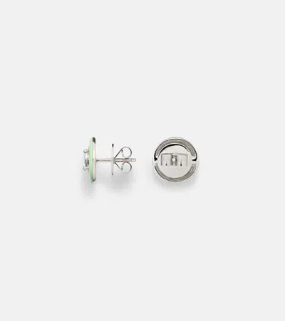 Kamyen 18kt White Gold Earrings With Diamonds And Enamel