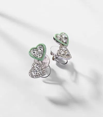 Kamyen 18kt White Gold Earrings With Enamel And Diamonds