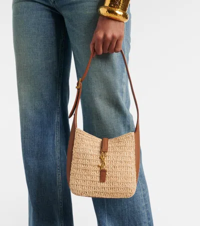 Saint Laurent Le 5 À 7 Baby Raffia Shoulder Bag