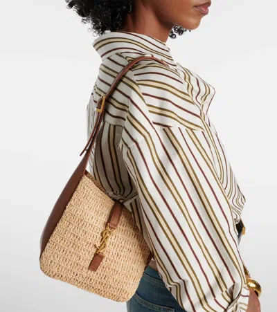 Saint Laurent Le 5 À 7 Baby Raffia Shoulder Bag
