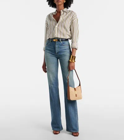 Saint Laurent Le 5 À 7 Baby Raffia Shoulder Bag