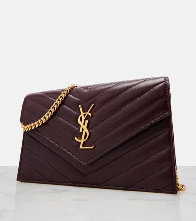 Saint Laurent Cassandre Envelope Leather Wallet On Chain
