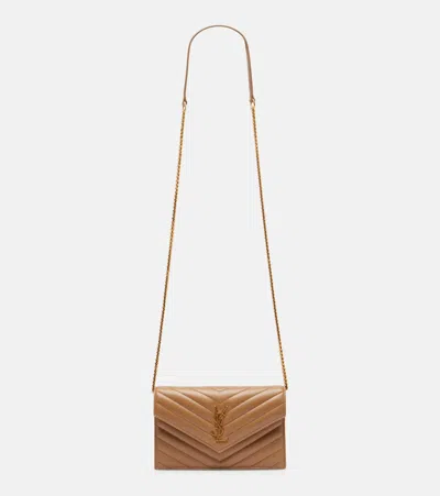 Saint Laurent Cassandre Envelope Matelassé Leather Wallet On Chain