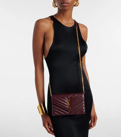 Saint Laurent Cassandre Envelope Leather Wallet On Chain