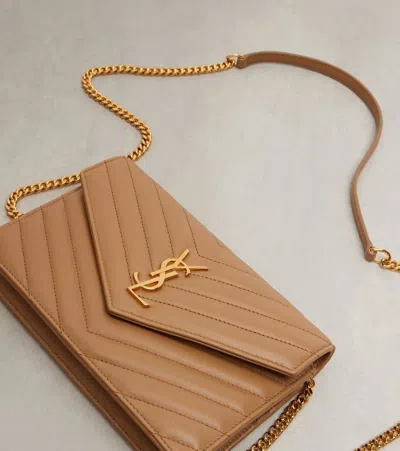 Saint Laurent Cassandre Envelope Matelassé Leather Wallet On Chain