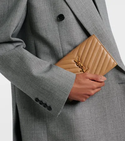 Saint Laurent Cassandre Envelope Matelassé Leather Wallet On Chain