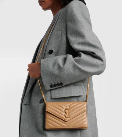 Saint Laurent Cassandre Envelope Matelassé Leather Wallet On Chain